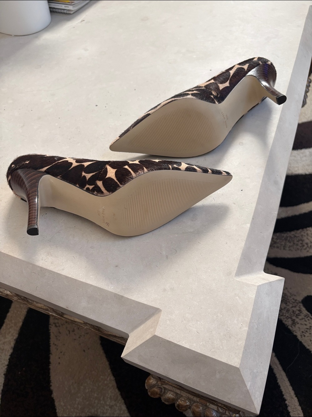 Nine West Brown and Cream Leopard Print Pointed-Toe Pumps - Picture 3 of 4